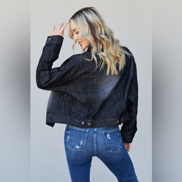 Full Size Collared Denim Jacket - Picture 2 of 8
